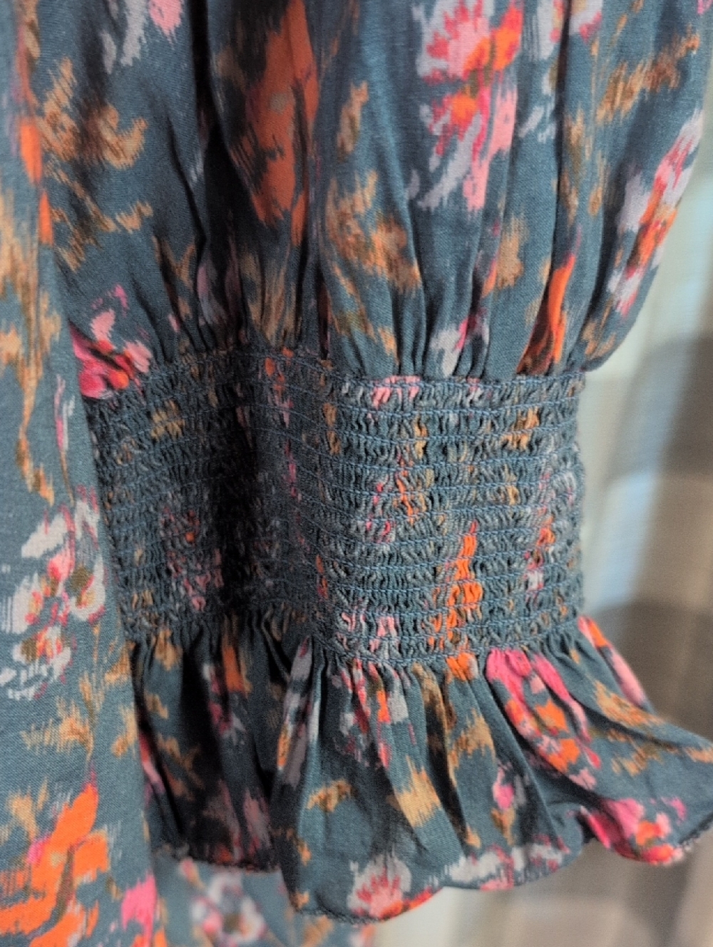 Sundance Ruffle Front Floral Blouse. - Picture 3 of 7